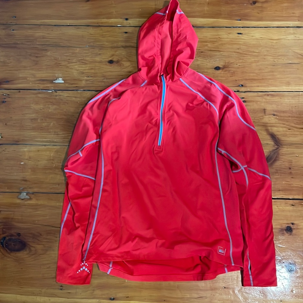 REI mens large hooded quarter zip